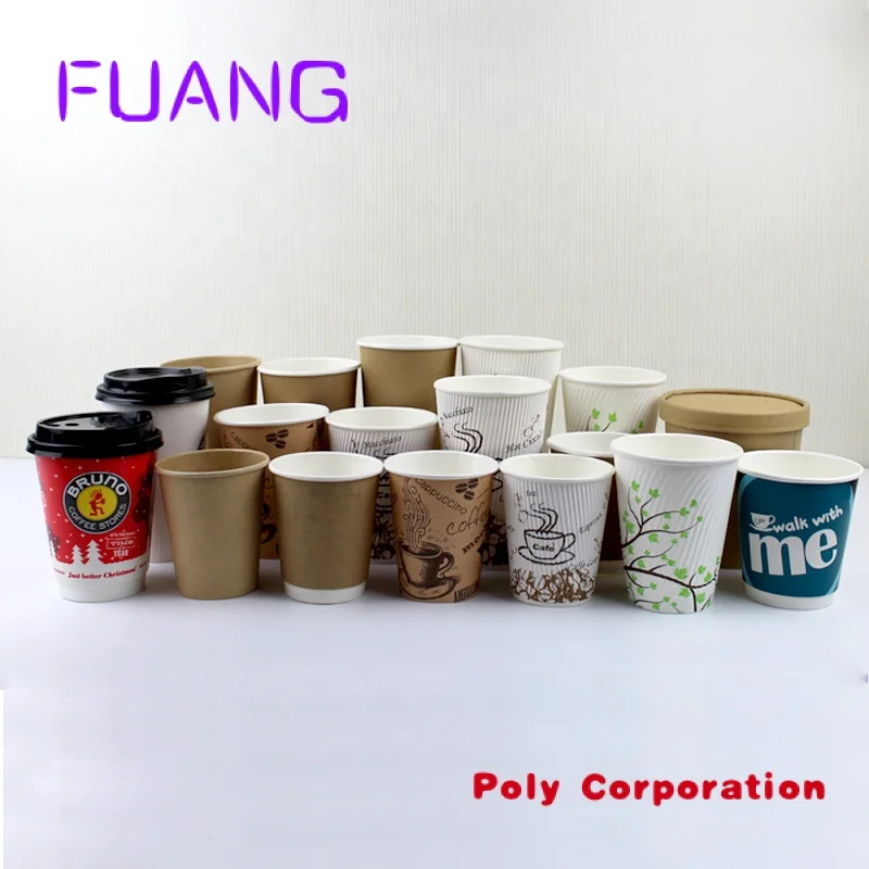 Paper cup manufacturer custom printed 6 7 8 12 16oz  single double wall coffee paper cups price china disposable for hot drinks