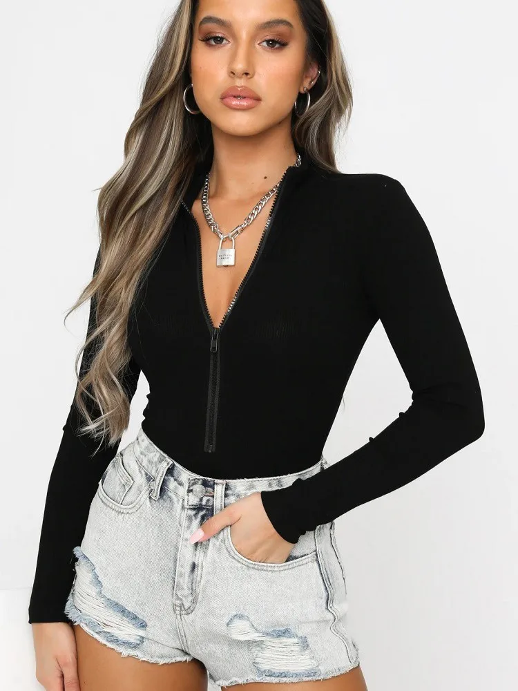 Женский осенне-зимний Облегающий комбинезон в стиле Харадзюку С Длинным Рукавом