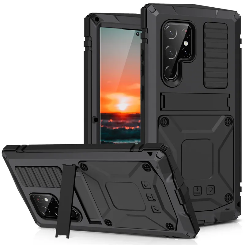 Rugged Armor Full Phone Case for Samsung Galaxy S22 S21 S20 Plus Note 20 Ultra A32 A72 A52 5G 4G Metal Aluminum Shockproof Cover
