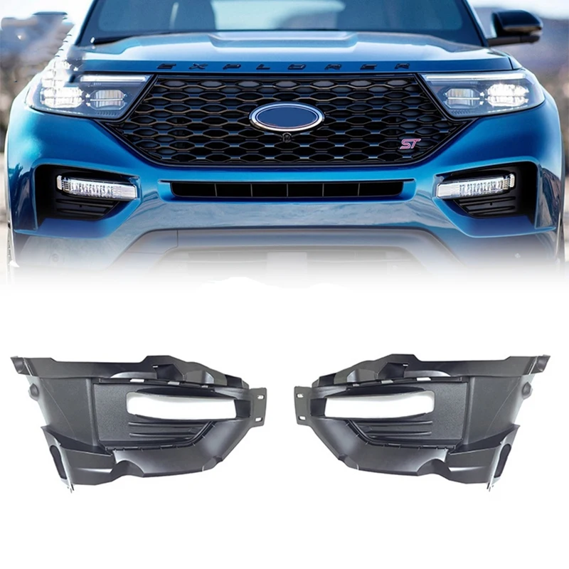 

Car Left Front Bumper Fog Light Cover Bezel Fog Lamp Grille with Hole Replacement for Ford Explorer 2021 2022