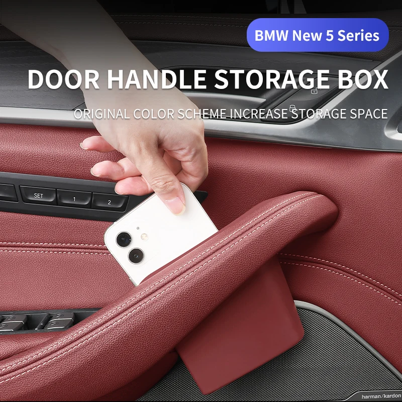 

2PC Car Handle Armrest Storage Box For BMW 5series G30 G38 2018-2022 Auto Inner Front Door Handle Sundries Organizer Accessories
