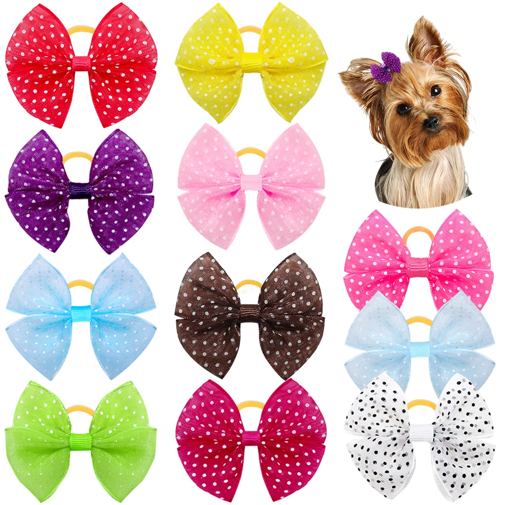 Dogs Hair Bowknot With Dotted Grooming Butterfly Dog Hair Rubber Bands For Puppy Pet Products