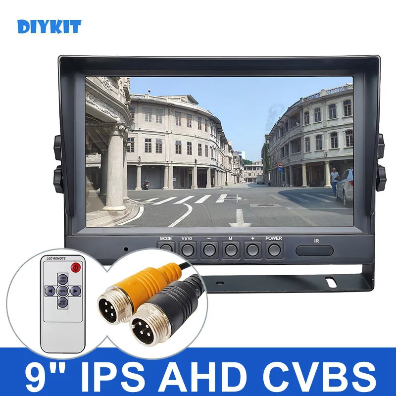 

DIYKIT 9-дюймовый AHD CVBS IPS LCD HD монитор автомобильный монитор заднего вида Поддержка 1080P AHD CVBS Автомобильная камера видеовход