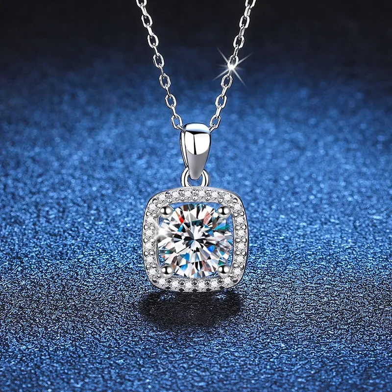 Женское Ожерелье из 18-каратного белого золота с квадратной микро-рамкой ожерелье