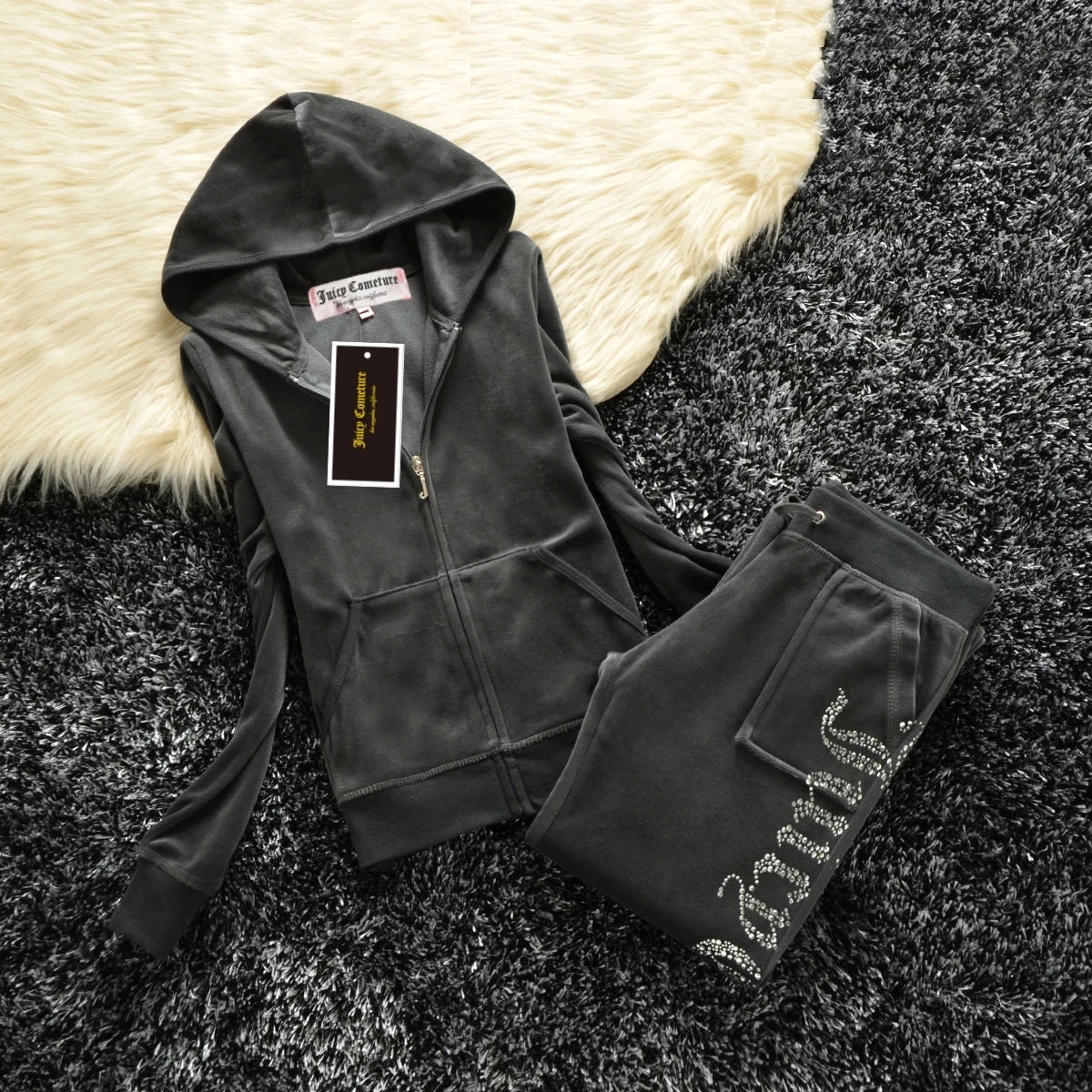 Розовый бархатный спортивный костюм JUICY COMUTURE Бархатный комплект из 2 предметов