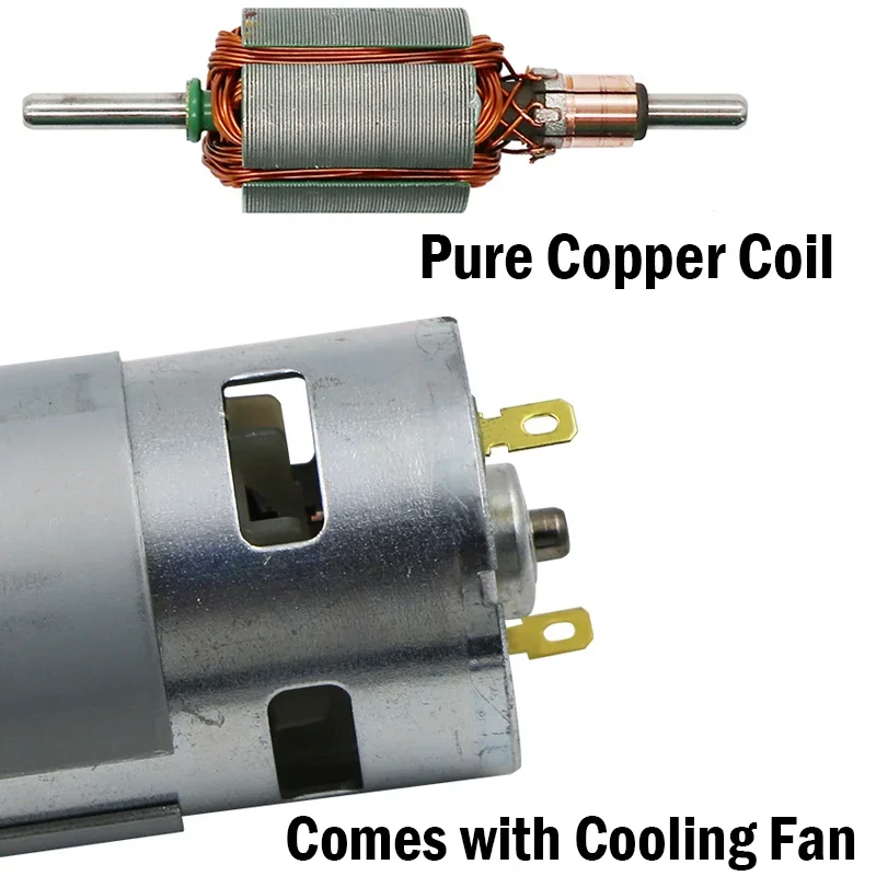 Двигатель постоянного тока 12 В 775 795 895 с двойным шарикоподшипником 6000-12000 об/мин