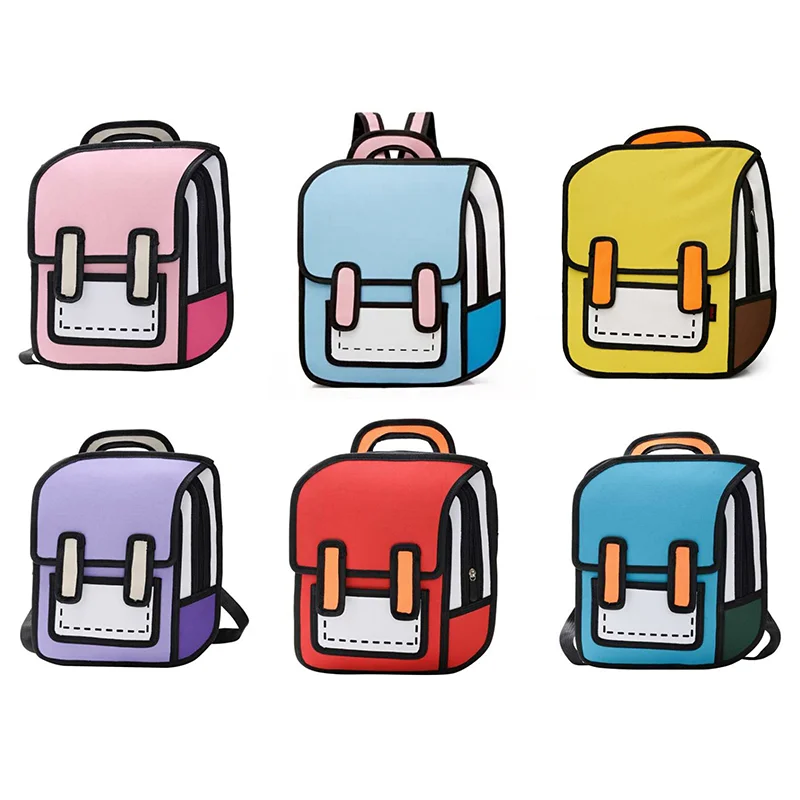 

Unisex 2D Drawing Backpack Cute Cartoon School Bag Comic Bookbag for Teenager Girls Boys Daypack Travel Rucksack Bag Bolos