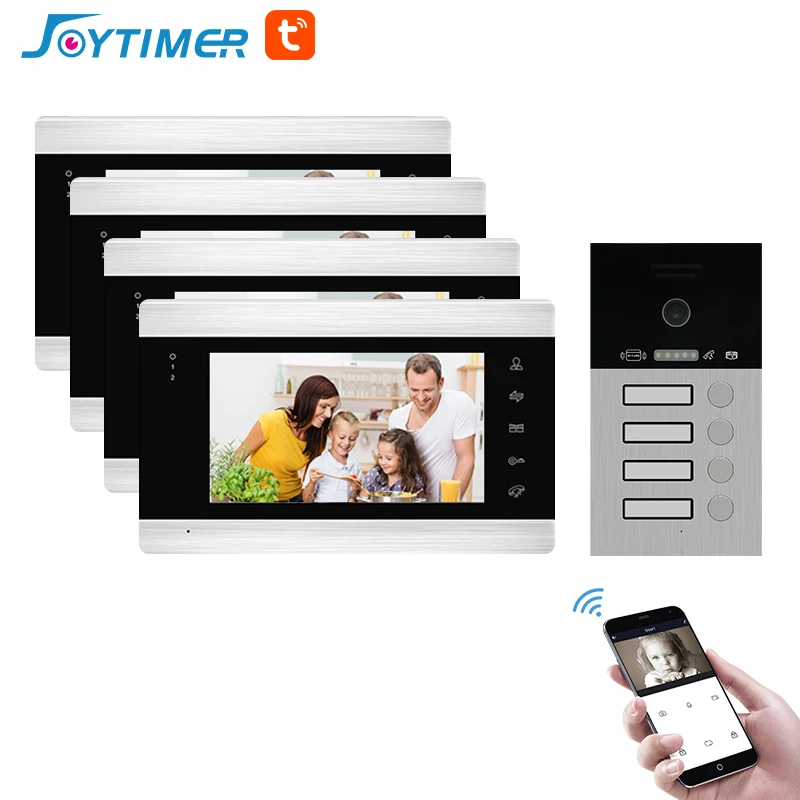 Tuya WIFI Video Door Phone for Apartments 1200TVL Video Intercom Support RFID Card Unlock Mobile Control for Multiple Household