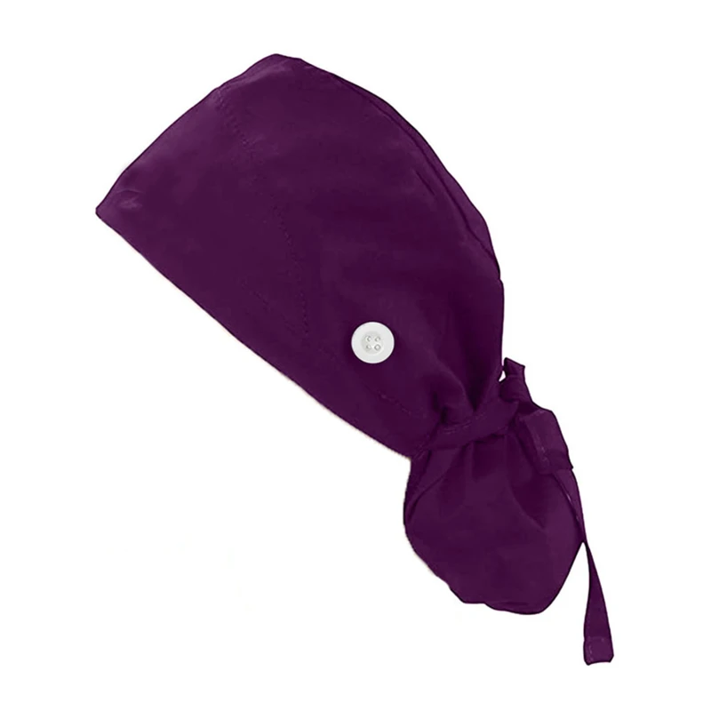 Хирургические шапочки с пуговицами для врачей и медсестер женщин мужчин пышный