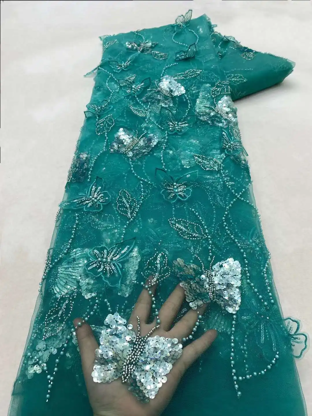 Роскошные африканские бусины с блестками Elagant кружевная ткань 2024