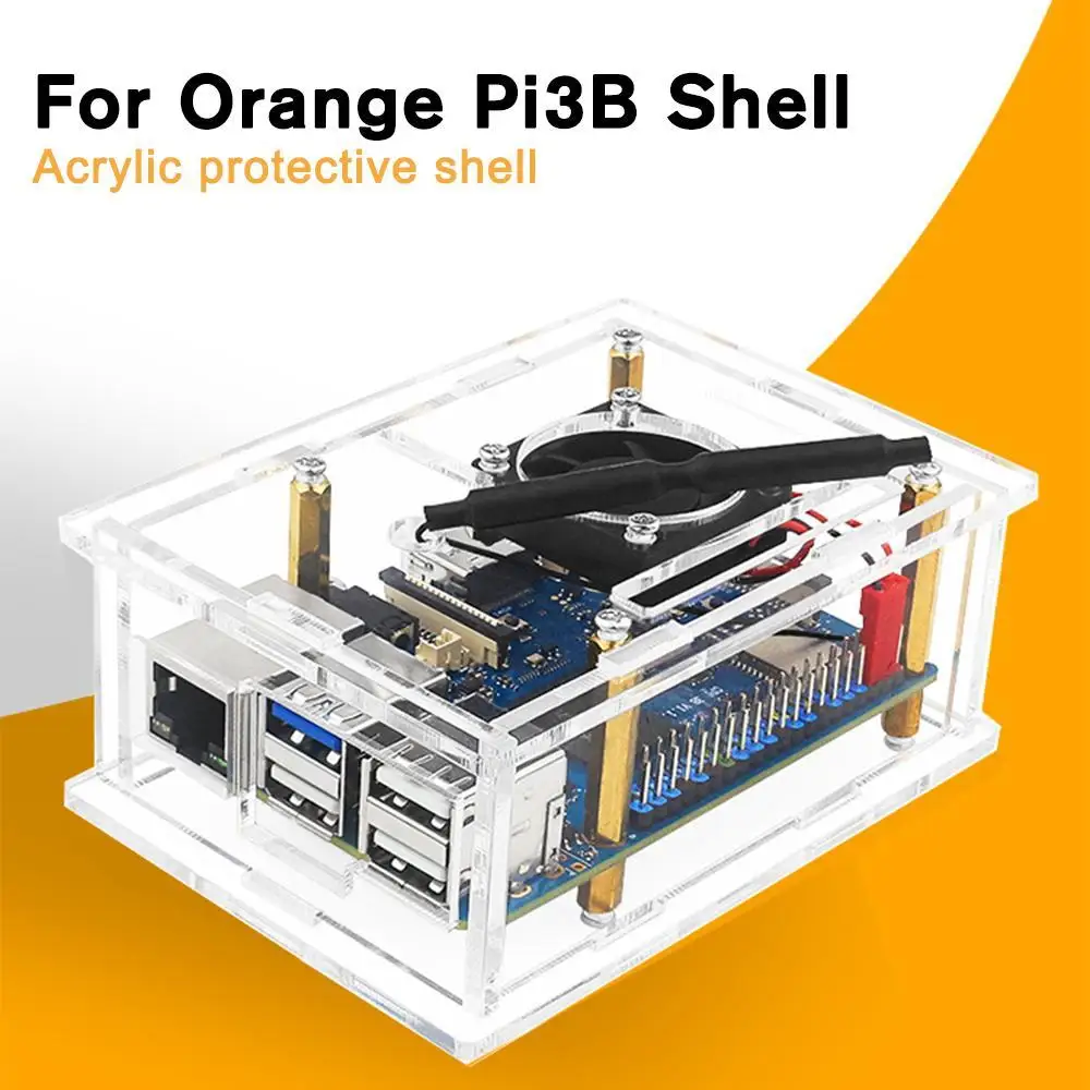 

Development Board Accessories Suitable For OrangePi 3B Housing Acrylic Transparent Protective Shell With Cooling Fan