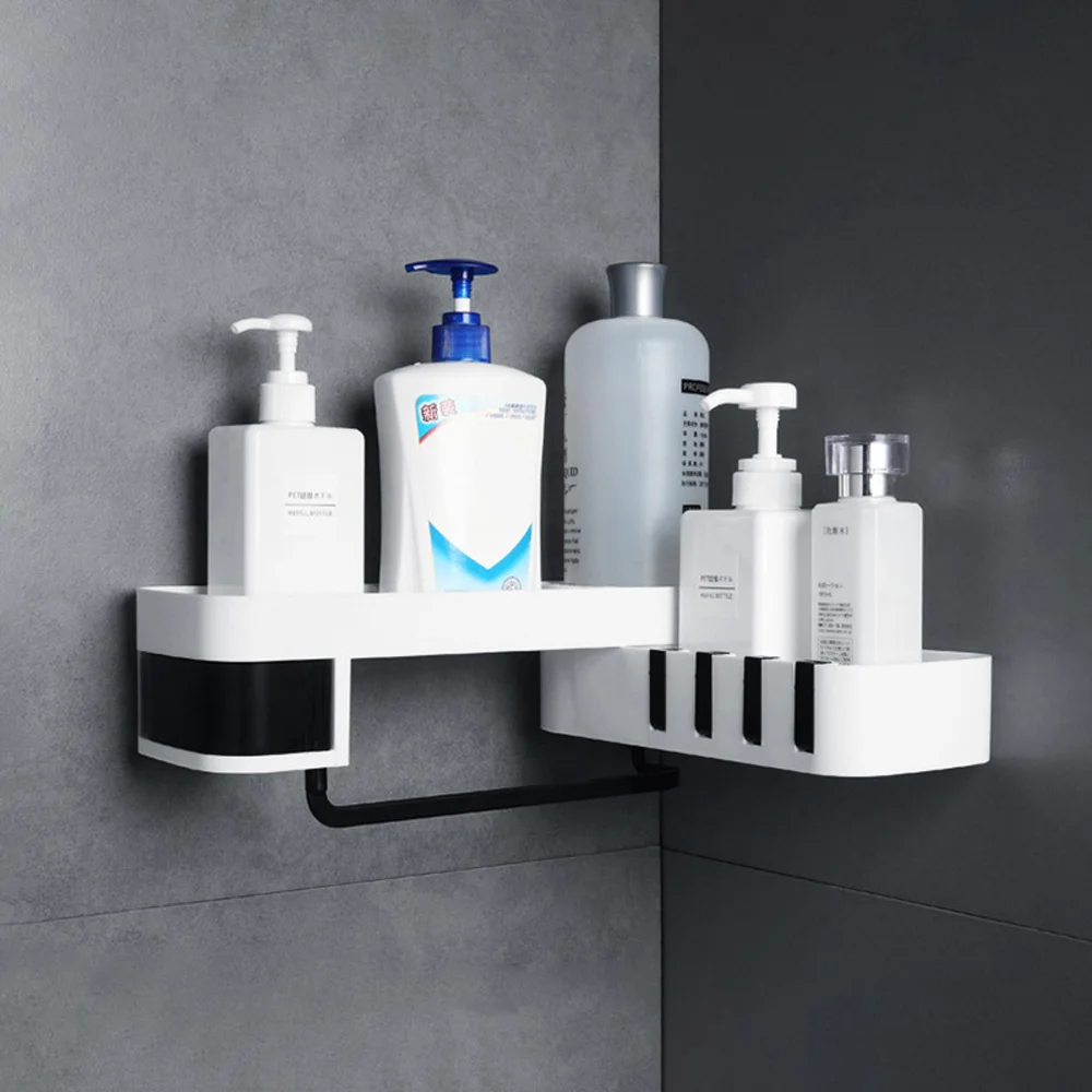 

Вращающаяся кухонная стойка для ванной комнаты, туалета, вращающаяся двухслойная настенная стойка для хранения в ванной комнате без гвозде...