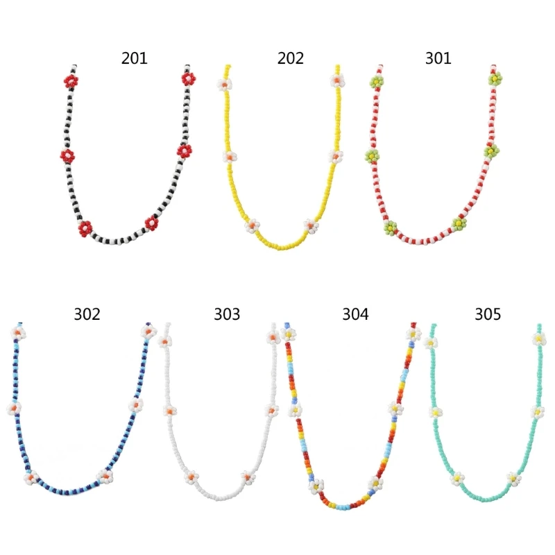 

Floral Resin Bead Necklace Sweet Clavicle Chain for Women Girl Vacation Jewelry