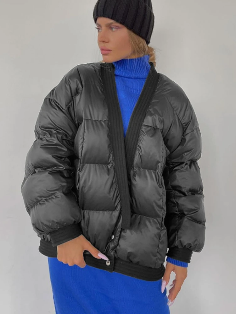 Winter Warm Down Coats for Women 2022 Fashion Loose Black Cotton Puffer Jackets Casual Windproof Parkas Coat Female Outwear