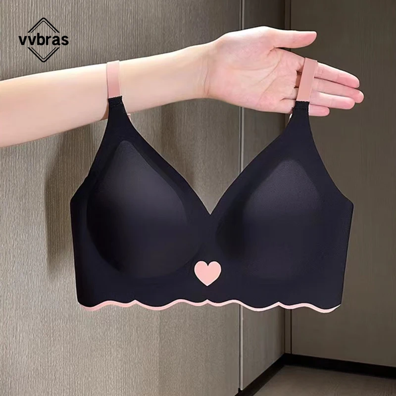 

Высококачественное бесшовное женское нижнее белье vvbra, популярный стиль, без стальных колец, сексуальная красивая спина, маленький женский ...