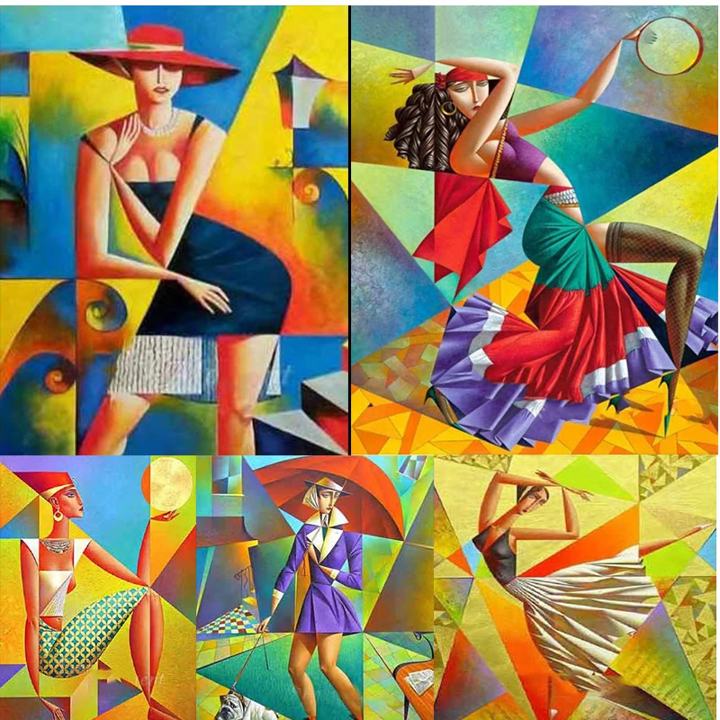 

5D алмазная живопись абстрактная Алмазная Вышивка Набор для вышивки крестиком круглая женщина домашний декор мультфильм Стразы картина под...