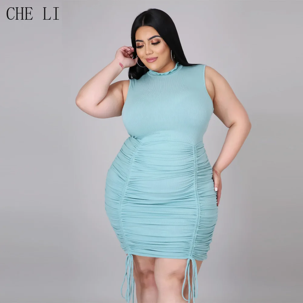 2022 Summer New Temperament Commuter Solid Color Plus Size Dress Women's Half Turtleneck Round Tight Sexy Skirt Clothing Female