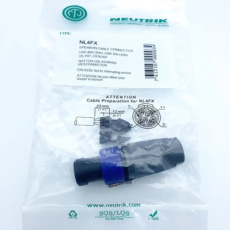 100 шт. новый тип для NEUTRIK NL4FX (обновление) 4-полюсная штепсельная вилка мужская