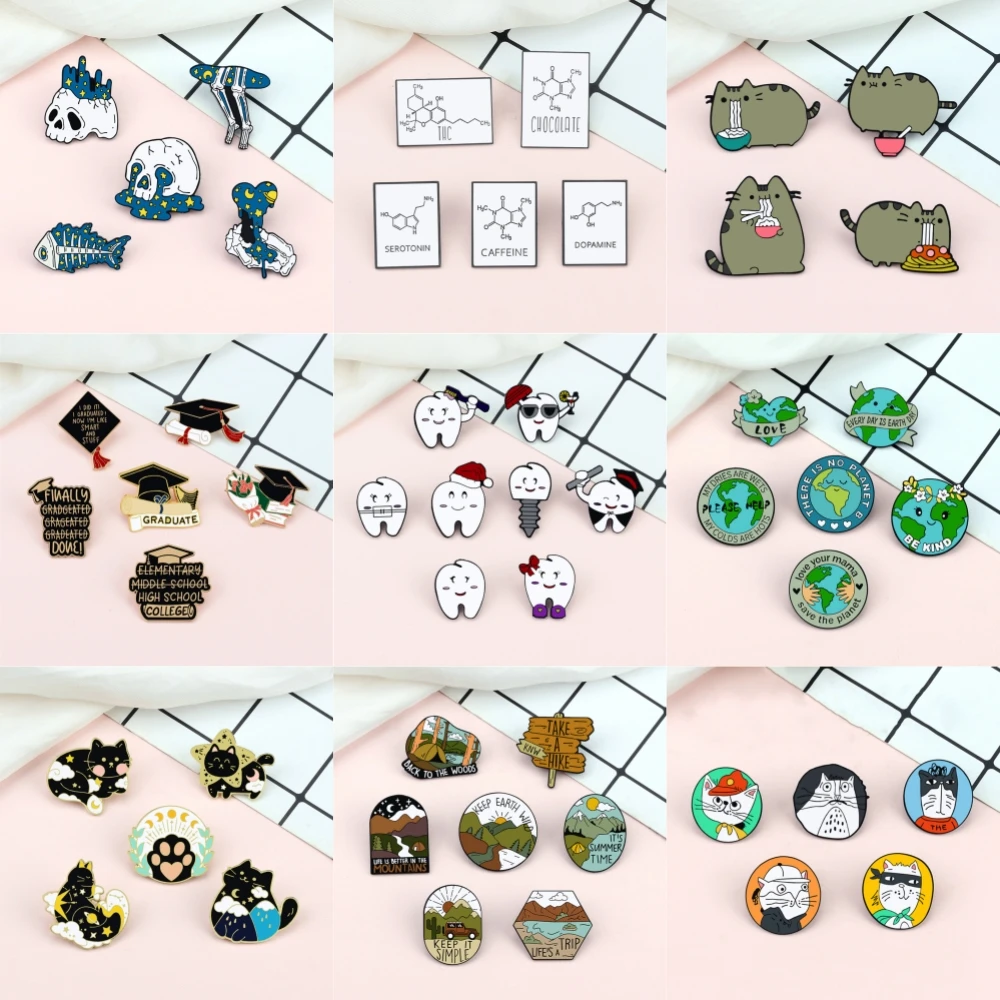 4-8 шт./набор, эмалированные Значки для лацканов | AliExpress