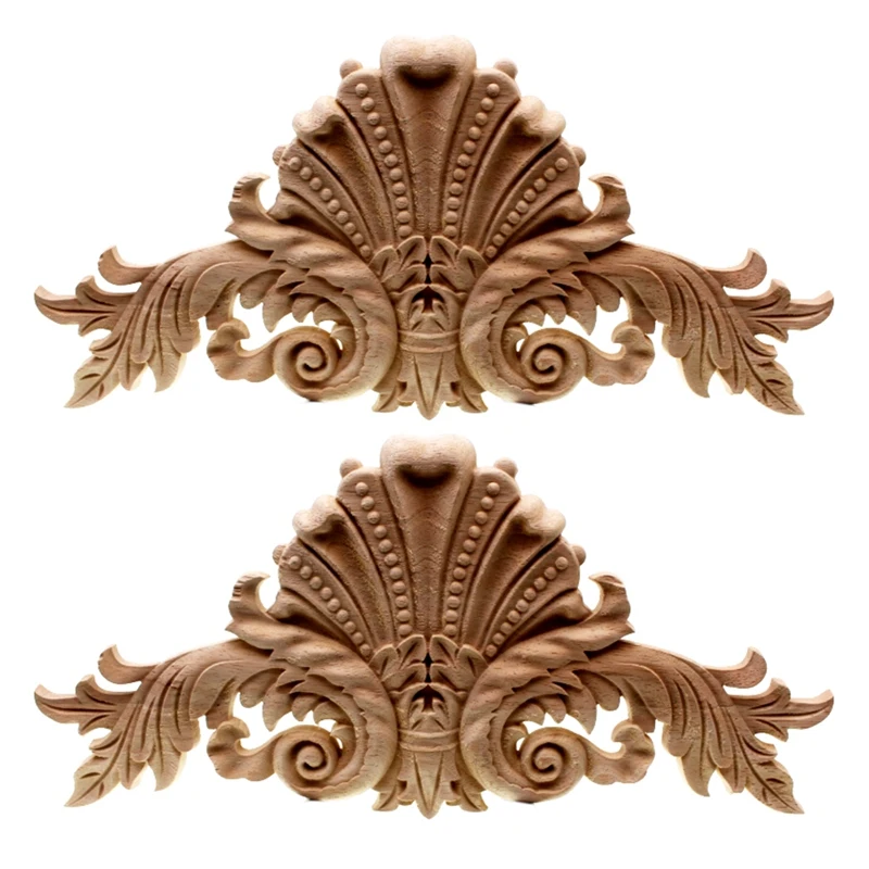 

Antique Decorative Wood Appliques Furniture Decor Cabinet Door Irregular Wooden Mouldings Flower Carving Figurine Craft