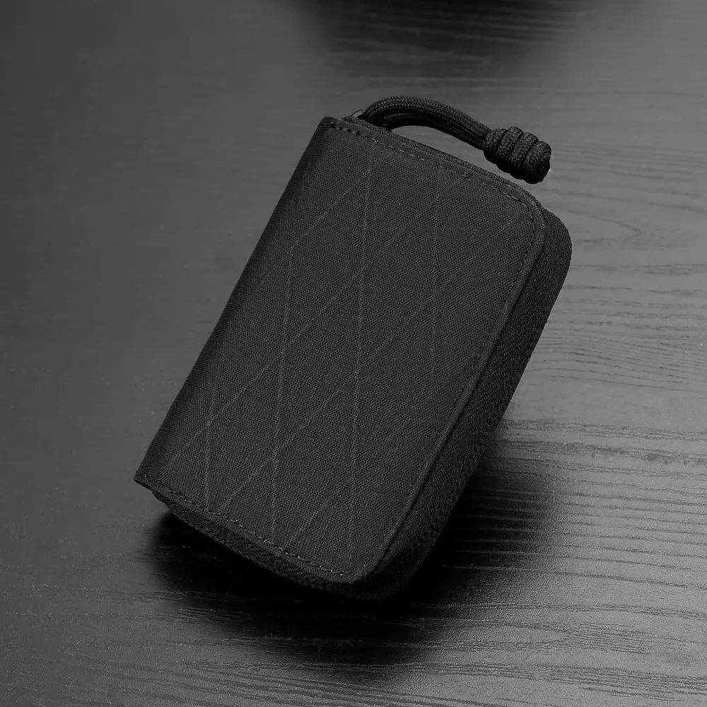 Фото Ретро-кошелек с молнией и защитой от RFID, с множеством отделений для карт, модный молодежный мини-кошелек для монет, держатель для ключей и карт, короткий кошелек X-Pac для женщин и мужчин. №3
