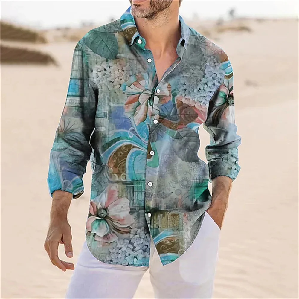 Summer Men's Shirt Totem Print Daily Outdoor Wear Street Style Oversized Loose Comfortable High-quality Men's Clothing Comfort
