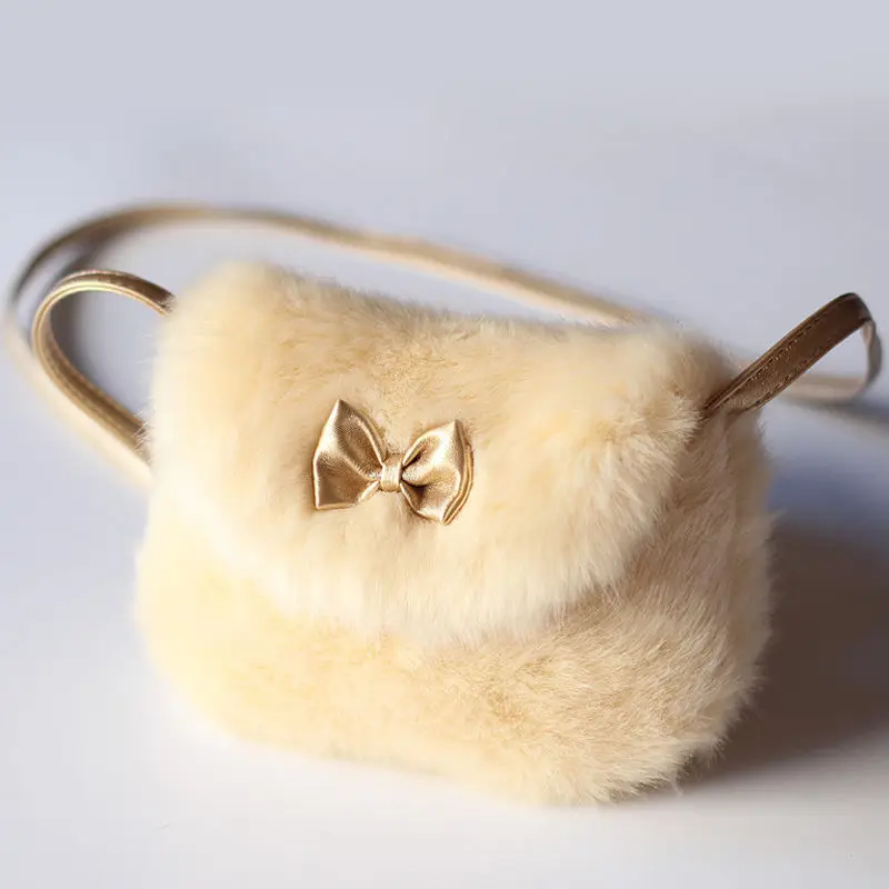 Baby Girls Furry Bags Brand New Warmly Children Cross Body Mini Purse Bowknot Artificial Fur Bag Kids Birthday Gifts images - 6
