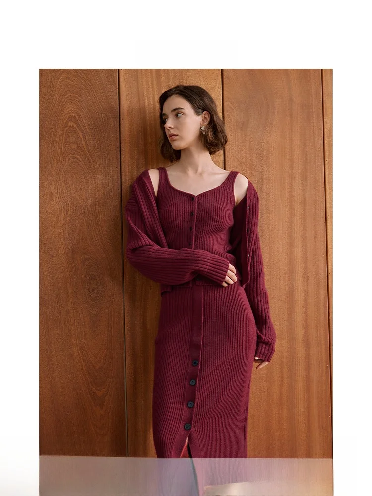 Оригинальный легкий роскошный красный изящный комплект AEL для женщин осень 2023