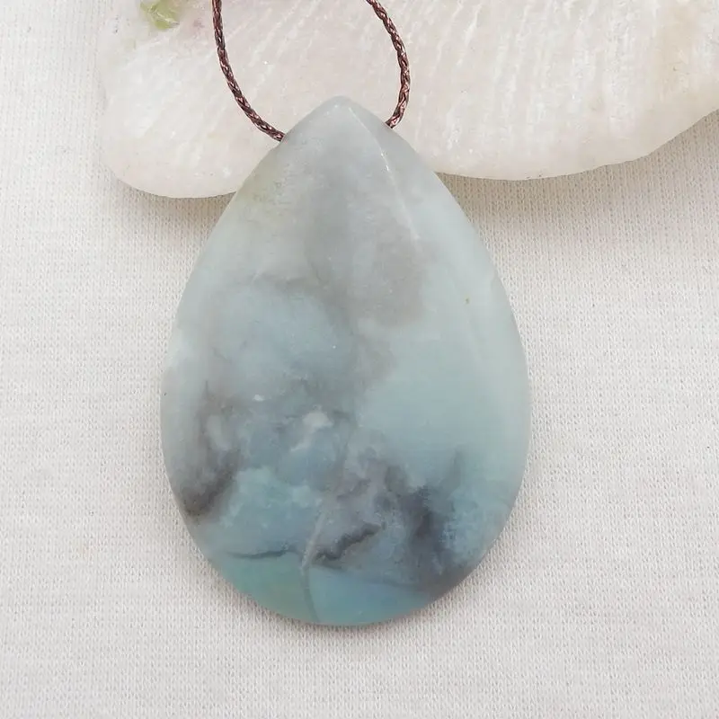 

Natural Stone Amazonite Water Droplet Pendant Bead 50x35x8mm 21g Semiprecious Fashion Jewelry Necklace Accessories