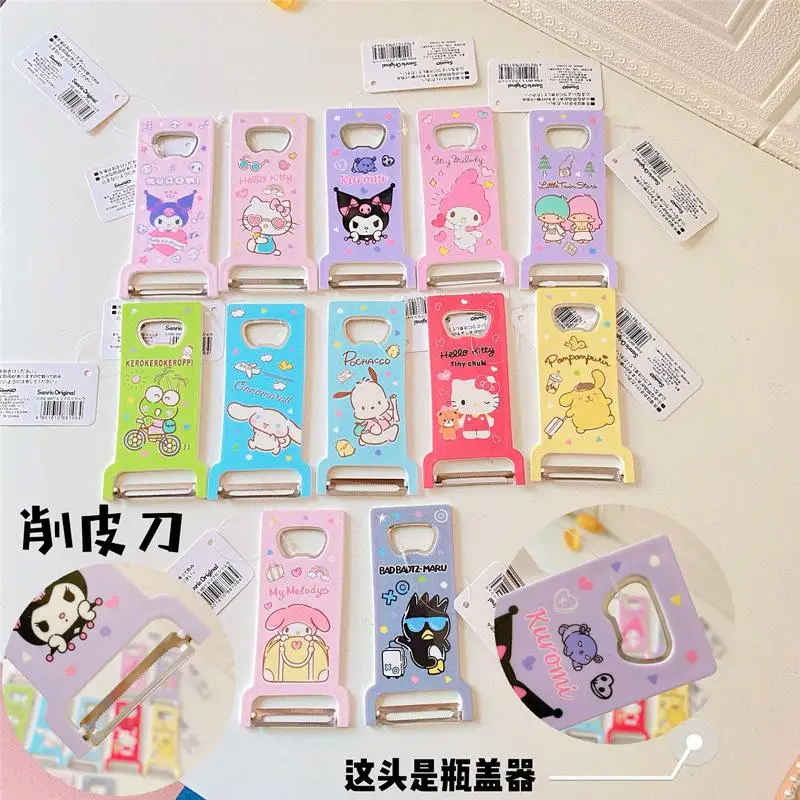 

Cartoon Kuromi Portable Can Opener Vegetable Fruit Peeler Magnetic Adsorption Refrigerator Bottle Opener Kitchen Accessories