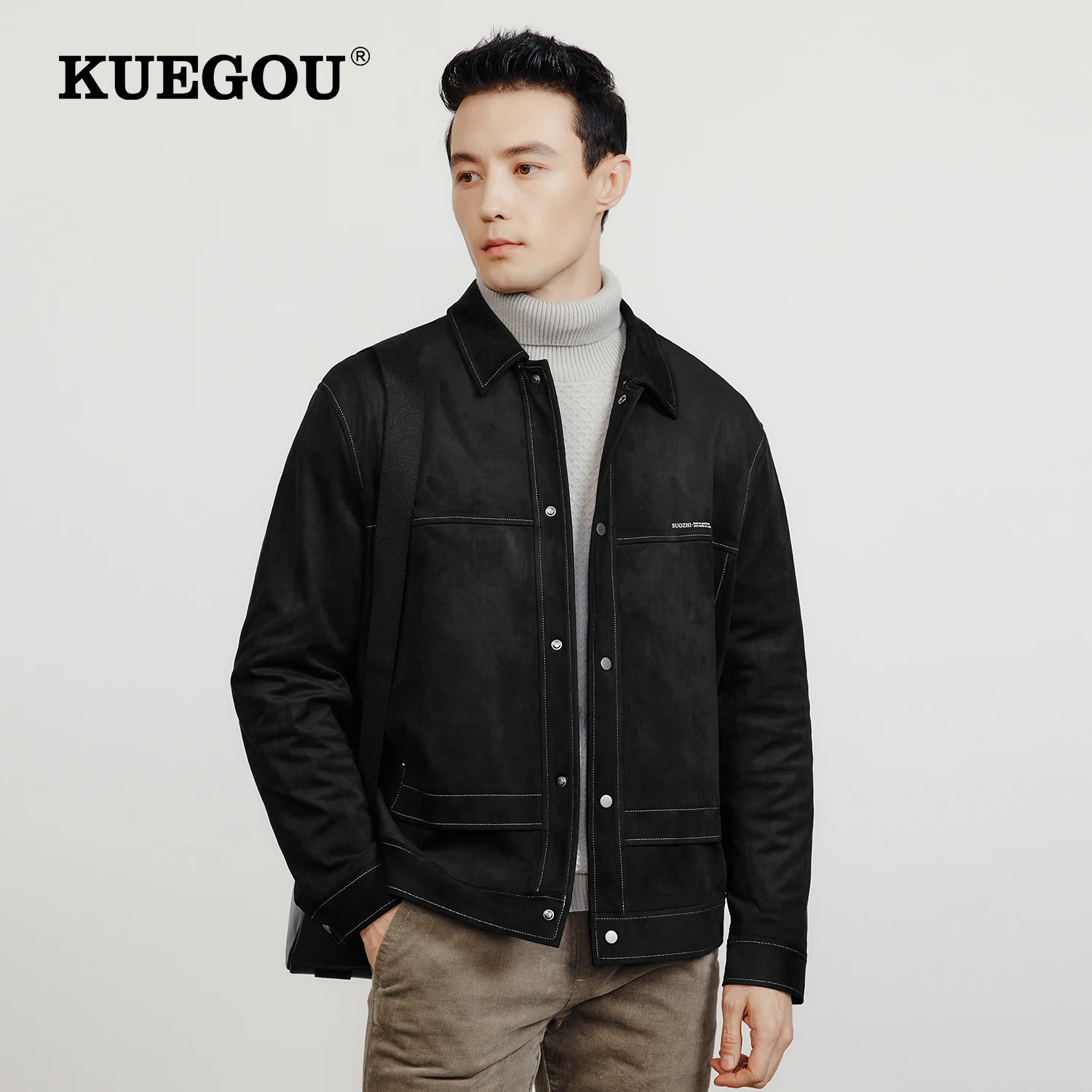 

KUEGOU 2022 Autumn Black Casual Jacket Letter Men And Coats For Outwear Japanese Streetwear Tactical Military Vintage Clothes125