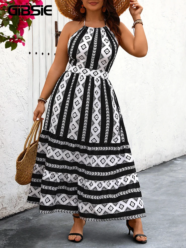 Женское платье-трапеция без рукавов с открытой спиной