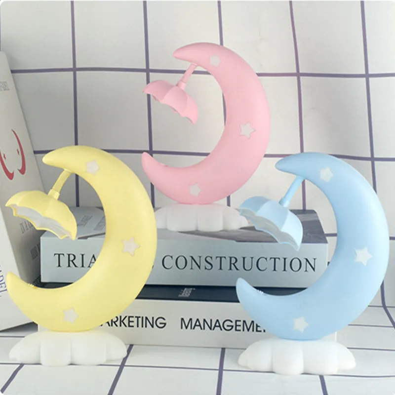 

Rechargeable Crescent LED Night Light Cartoon Moon Boat Desk Lamp Learn Read Bedroom Sleeping Baby Feeding Eyes Lamp Children's