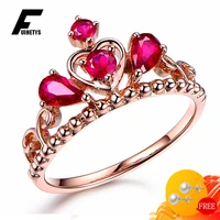 925 silver jewelry ring for women wedding engagement party accessory retro crown shape ruby gemstone open finger rings wholesale