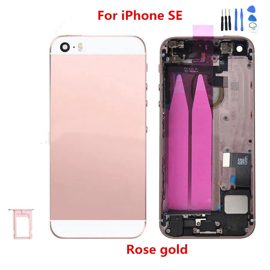 

10pcs For iPhone 5 SE Back Middle Frame Chassis Full Housing Assembly Battery Cover with Flex Cablewith Small Parts