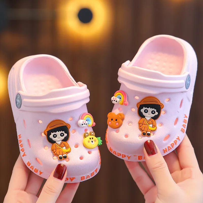 2023 Summer Children's Slippers Soft Sole Girls Hole Shoes Kids Non-slip Beach Sandals Kids House Slides Baby Caomfort Slippers