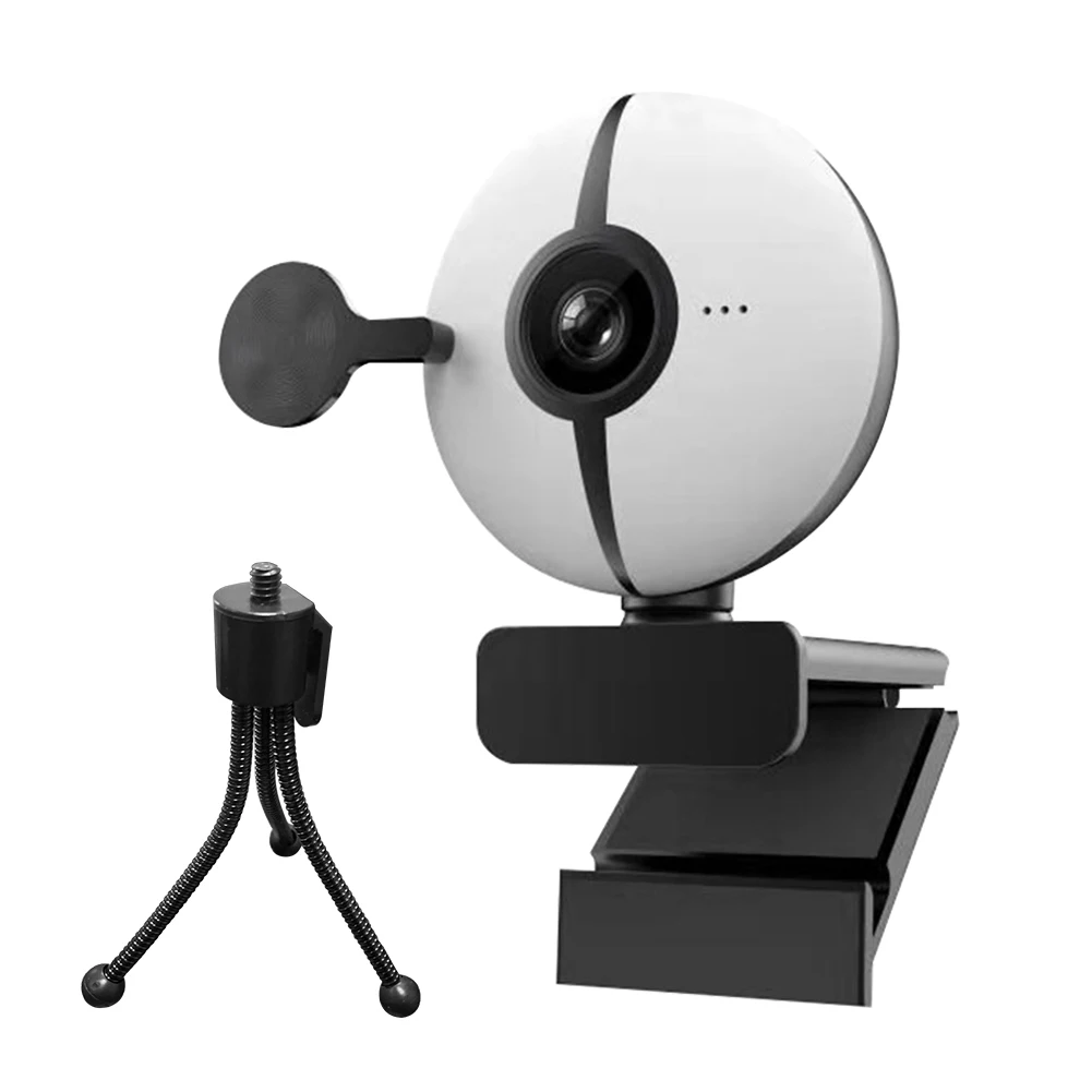 

Adjustable Light Learning Rotating Video Chat Noise Reduction Dual Microphone Streaming Webcam Practical With Tripod Interviews
