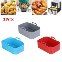 2pcs air fryer silicone tray rectangle oven baking tray basket reusable liner insert dish for ninja foodi dz201 pan accessories