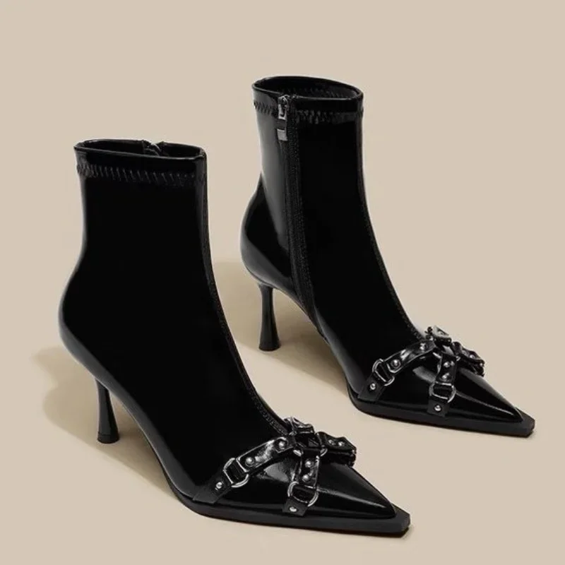 Женская обувь на высоком каблуке в стиле панк трендовые женские ботильоны Челси