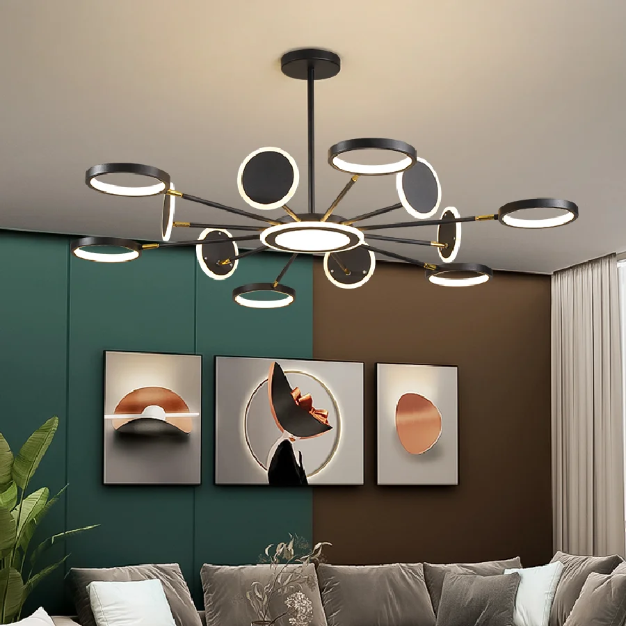 

2021 New Luxury Living Room Chandeliers Nordic Post-modern Minimalist Atmosphere Dining Bedroom Ceiling Molecular Lighting Light