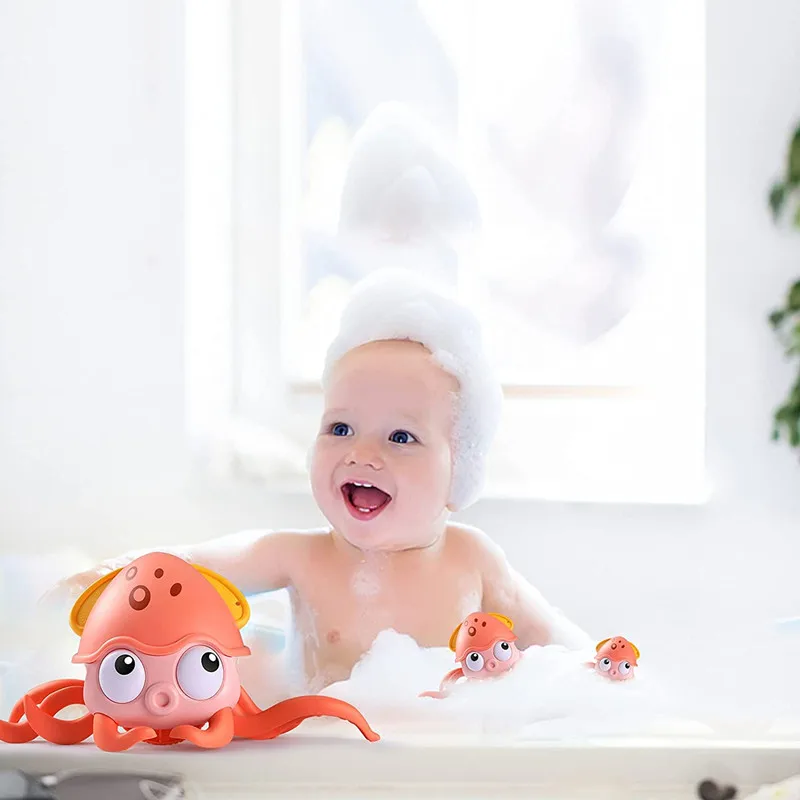 

Baby Octopus Bath Toy Funny Kawaii Cartoon Pet Toys For Children Summer Swimming Pool Play Games Clockwork Dabbling Toy For Kids