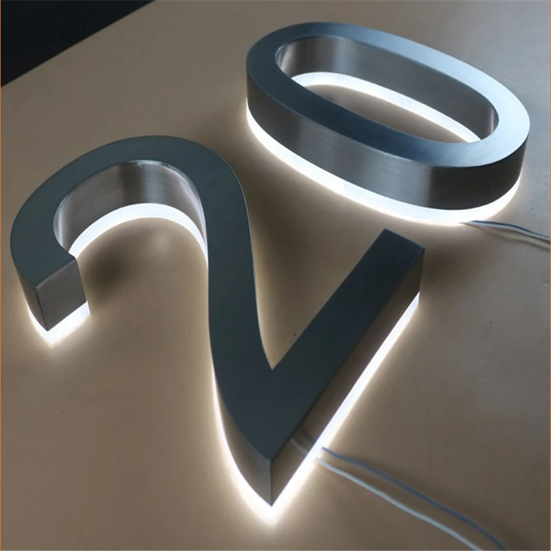 

Custom 3D House Numbers Silver 0-9 AZ Modern Home Hotel Door Plates Outdoor Waterproof Led Letter Sign Address Home Number