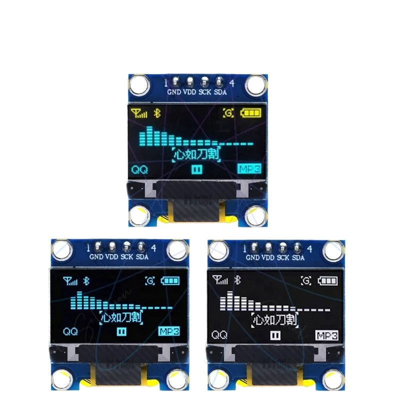 0 96-дюймовый двухцветный OLED-экран 12864 интерфейсный дисплей I2C IIC