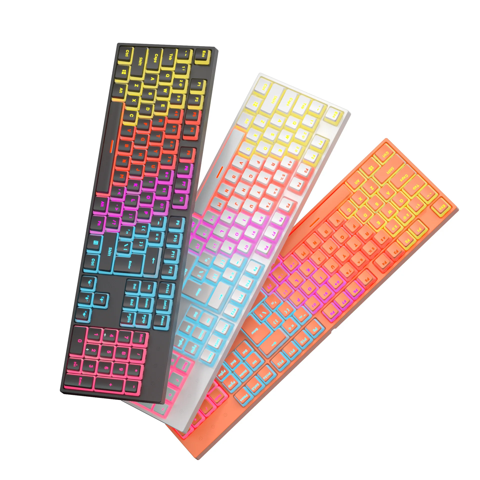 

104 Keys Gaming Wired Mechanical Keyboard Pudding Keycap Blue Switch RGB Backlit Teclado Gamer for PC Laptop