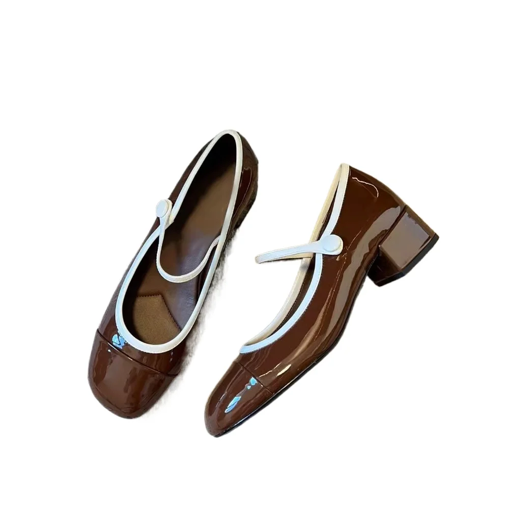 NIGO/женские весенне-летние туфли из коровьей лакированной кожи с цветными блоками