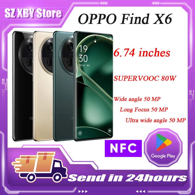 

Original New Official OPPO Find X6 5G Cell Phone MTK Dimensity 9200 6.74inch 3D AMOLED 50MP Camera 4800Mah 80W SUPERVOOC NFC