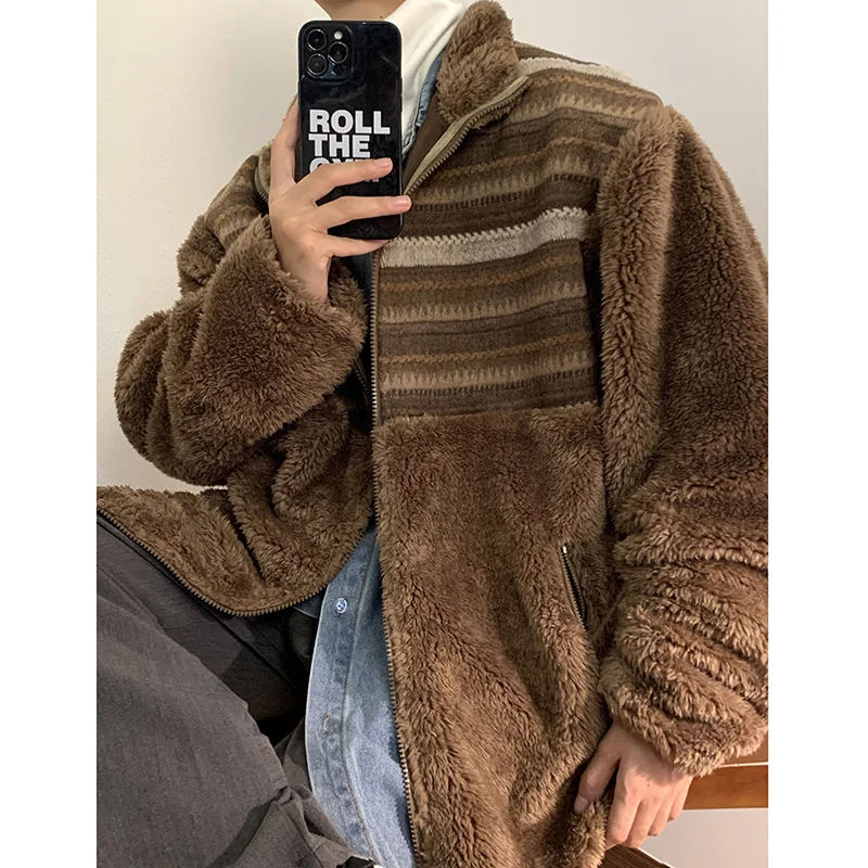 Winter Jacket Men Warm Fashion Retro Thicken Lamb Hair Jackets Mens Streetwear Korean Loose Thick Short Coat Men Clothes M-3XL