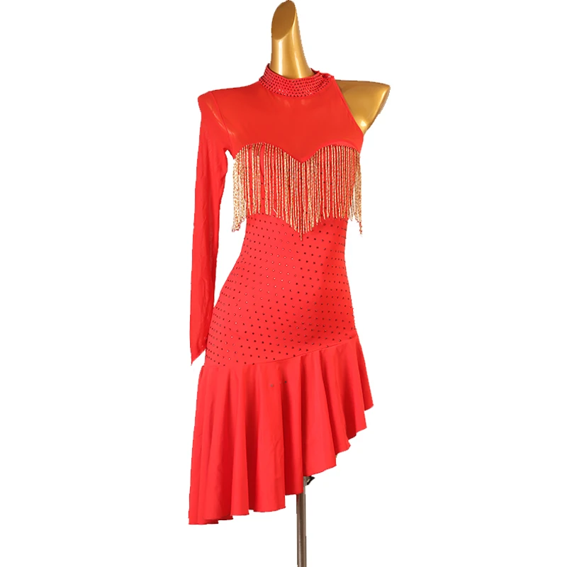 

Latin Dance Performance Fringe Dress for Women Customsized Rumba Chacha Tango Competition Clothing Latin Dancing Wear Outfit