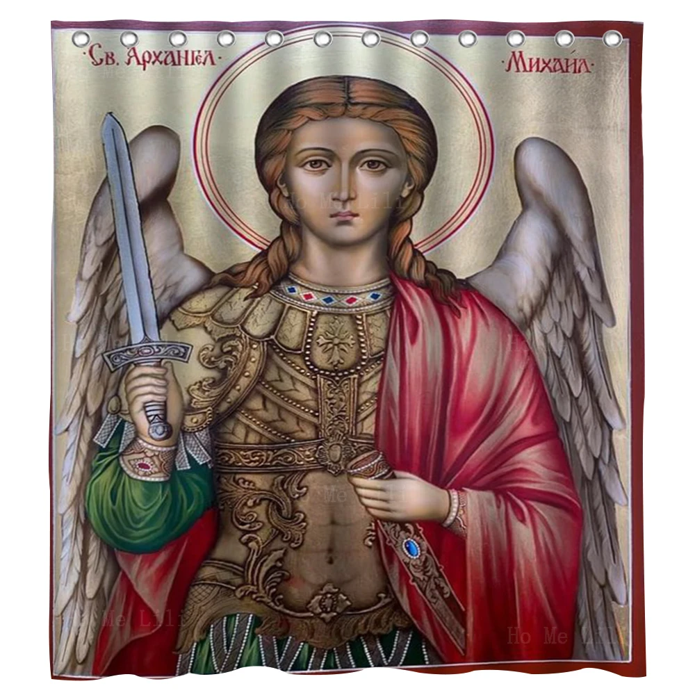 

Saint Uriel Archangel Michael And St. Gabriel Catholic Angel Icon Waterproof Shower Curtains By Ho Me Lili For Bathroom Decor