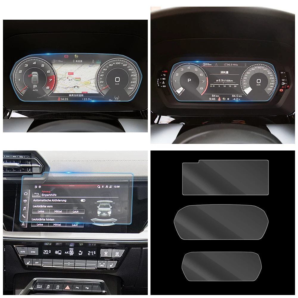 

For Audi A3 8Y 2021 2022 Car Multimedia Dashboard Instrument Panel GPS Navigation LCD Screen Tempered Glass Protective Film
